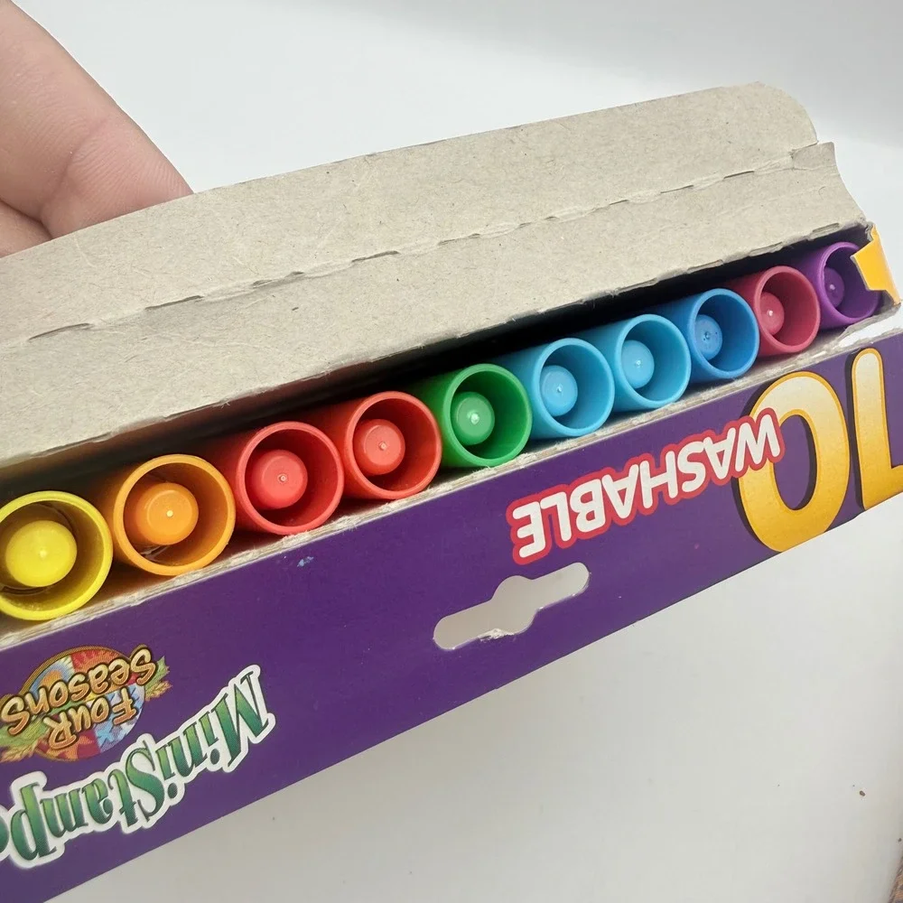 Vintage 1998 Crayola Mini Stampers Four Seasons 10 Washable Markers Set USA Made